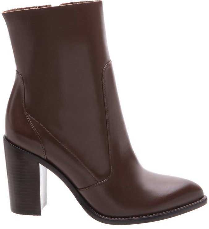 Bota Couro Salto Bloco Cacau