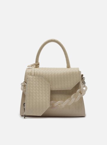 Arezzo — Bolsa Satchel Off White Iara Média Tressê