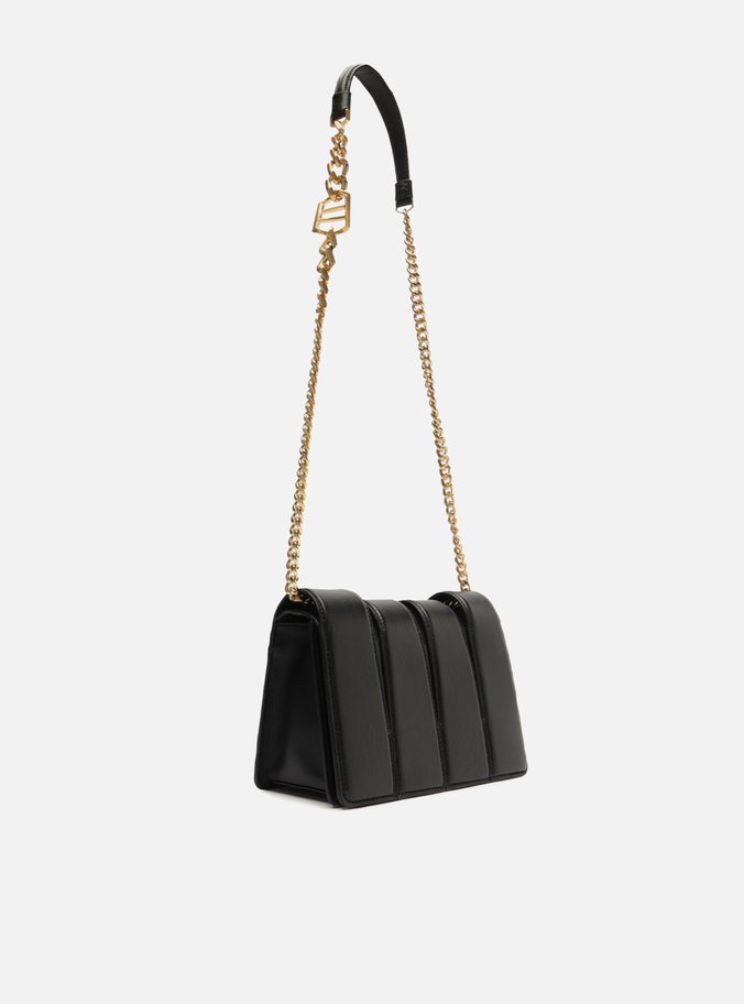 Bolsa Tiracolo Preta Couro Média Matelassê Corrente