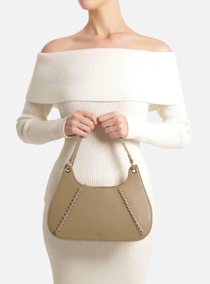 Bolsa Shoulder Cinza Grande Metais Zíper