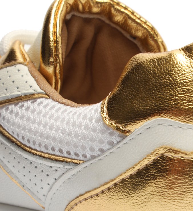 Tênis Infantil Branco Dourado Flatform Bambini