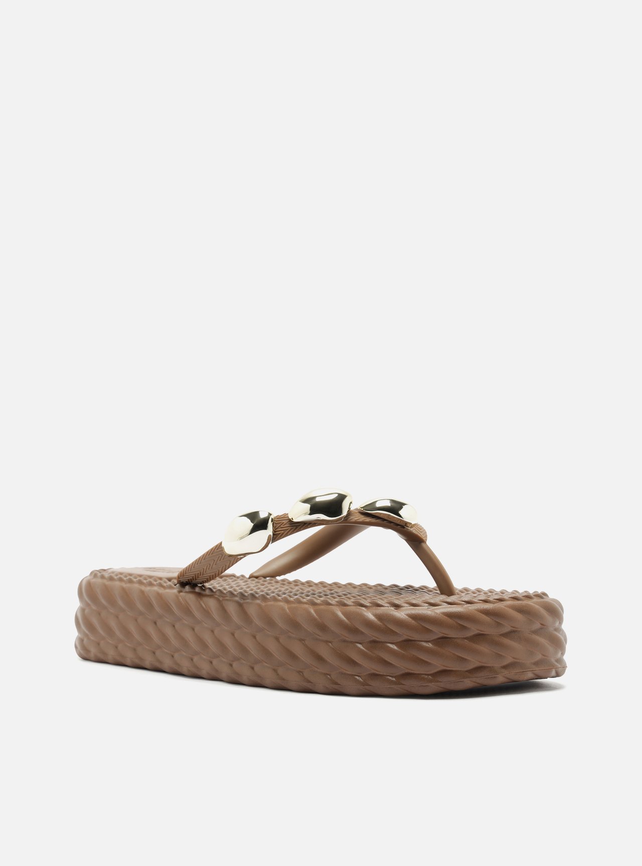Sandália Marrom Flatform Marrocos Flip Flop Metal — foto 2