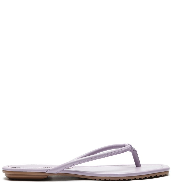 Chinelo de Dedo Lilás Couro Geométrico