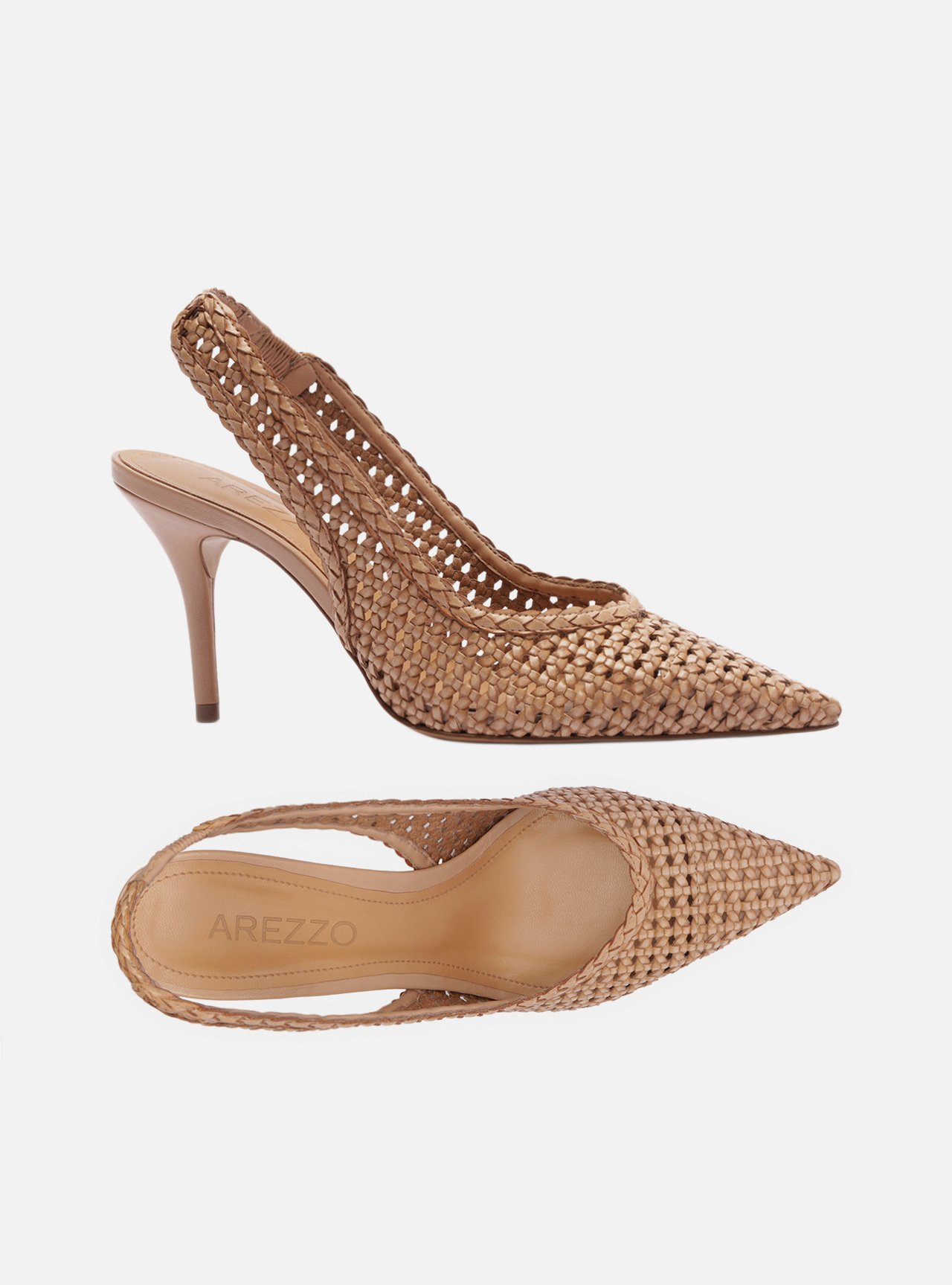 Scarpin Bege Tressê Salto Médio Slingback — foto 5