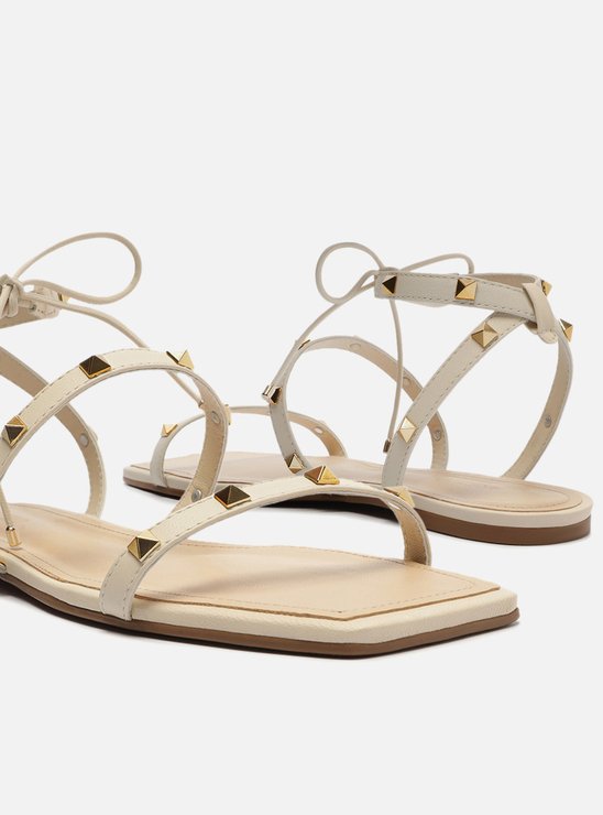 Sandália Rasteira Off-White Amarração Spikes