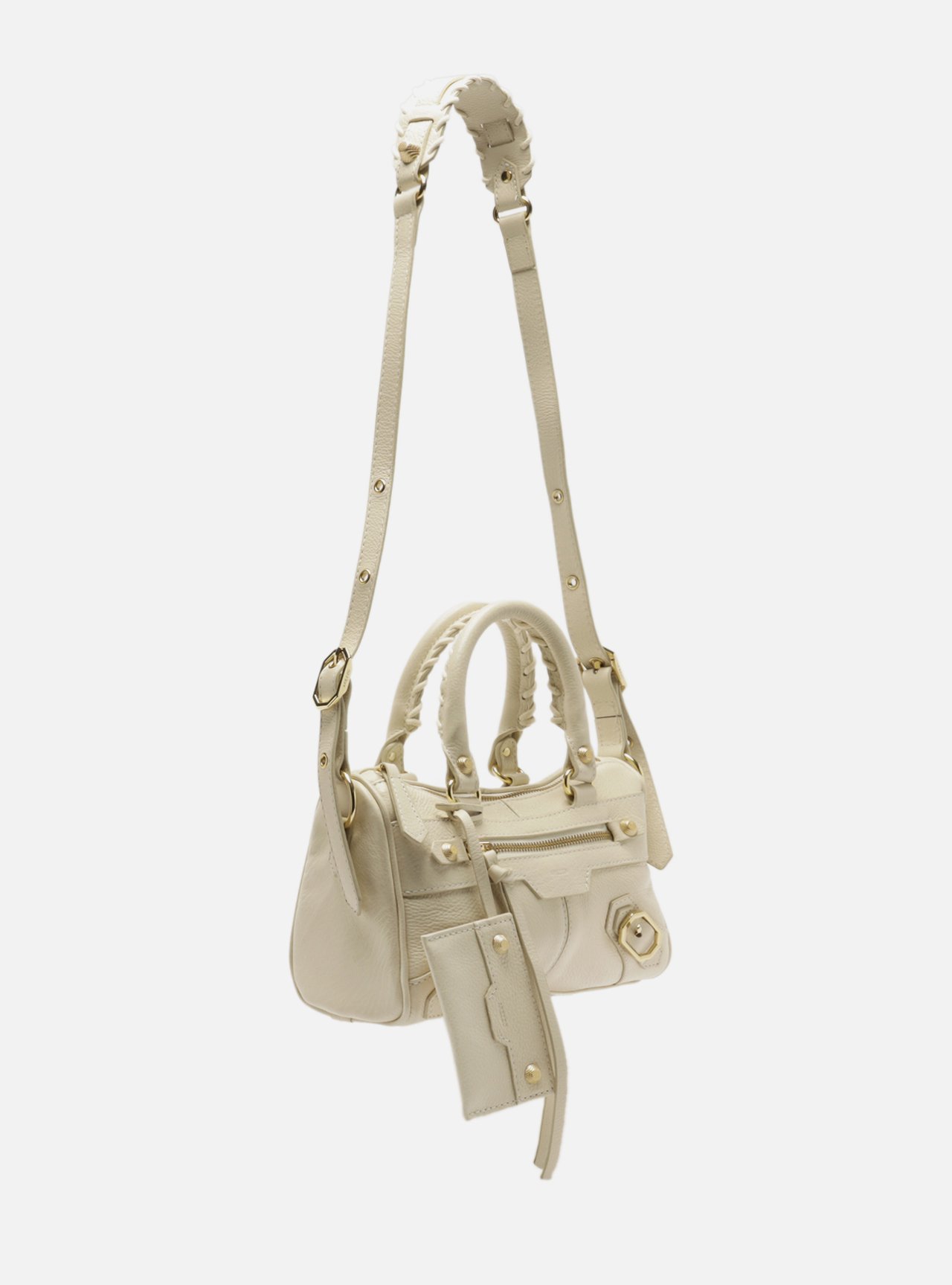 Bolsa Tote Off White Couro Pequena Alça Tressê — foto 5