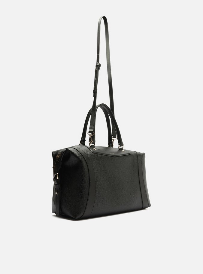 Bolsa Tiracolo Preta Média Detalhe Moldura