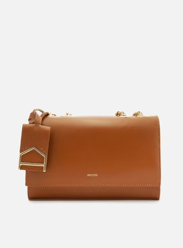 Bolsa Tiracolo Marrom Couro Abraccio Pequena