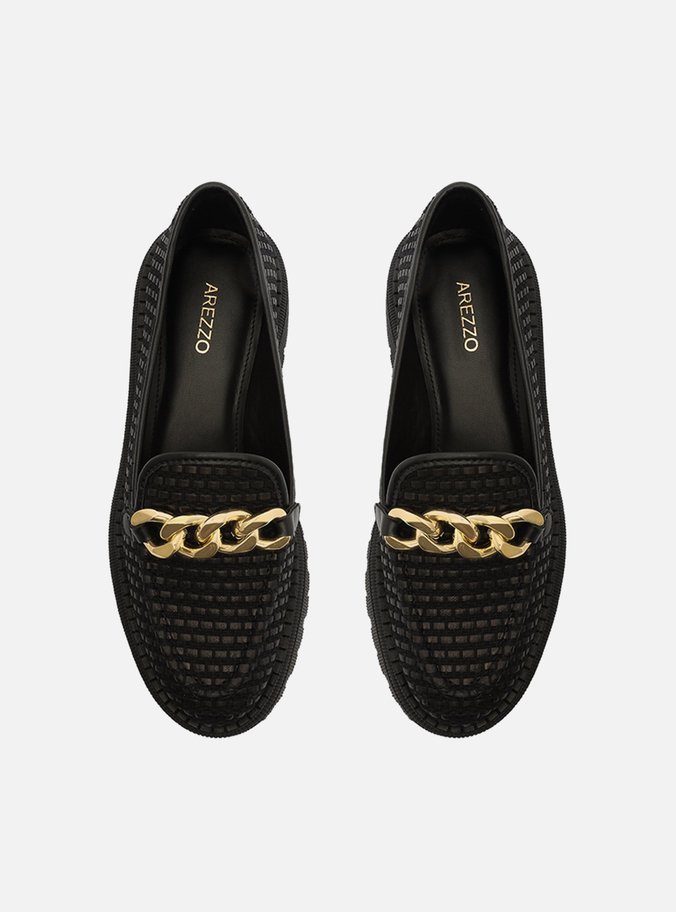 Mocassim Preto Tramado Tratorado Corrente