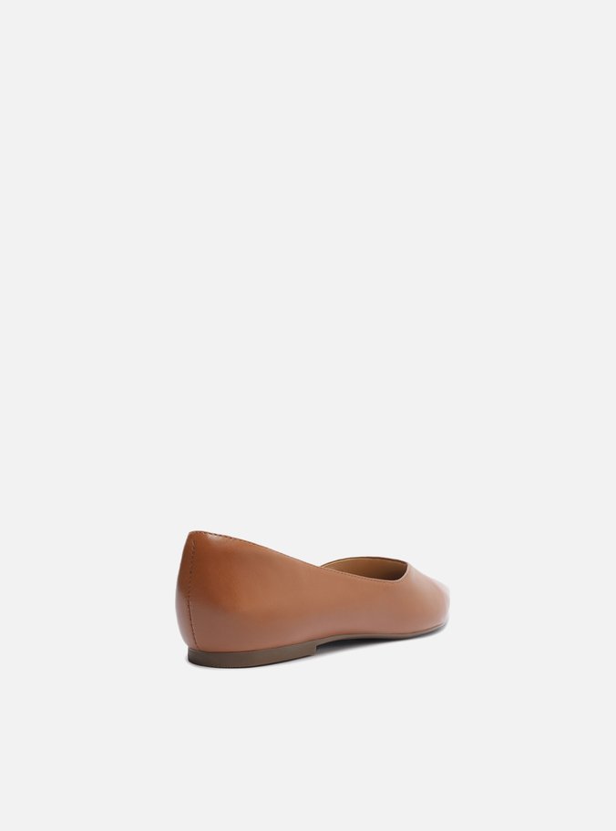Sapatilha Marrom Couro Bico Fino Minimal