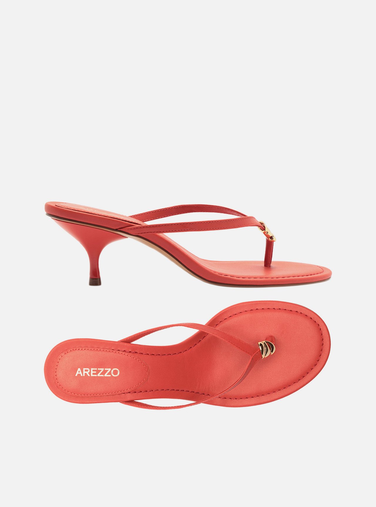 Tamanco Coral Salto Kitten Flip Flop Metal — foto 5