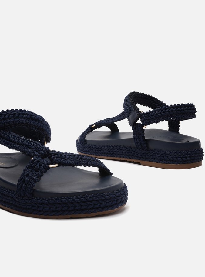 Sandália Marinho Texturizada Flatform Maju