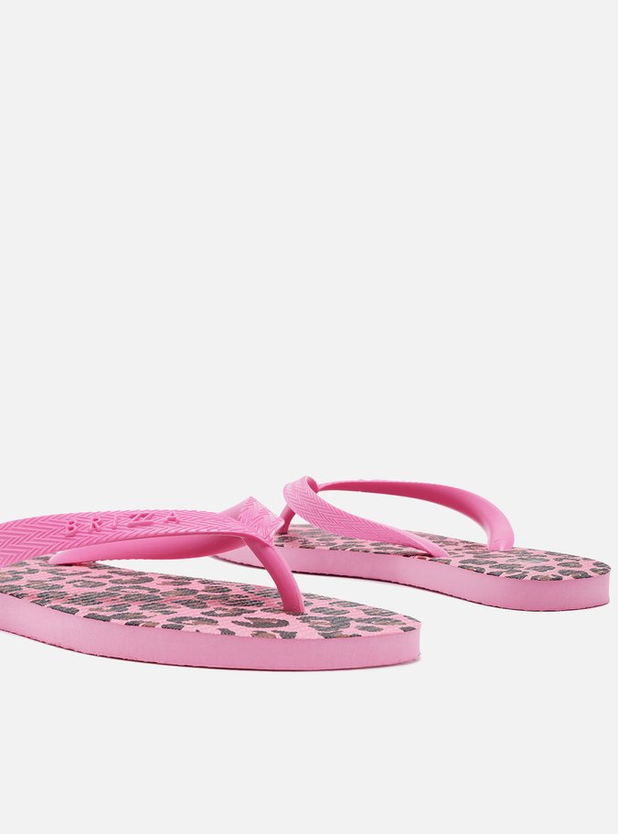 Chinelo de Dedo Animal Print Tiras Rosa