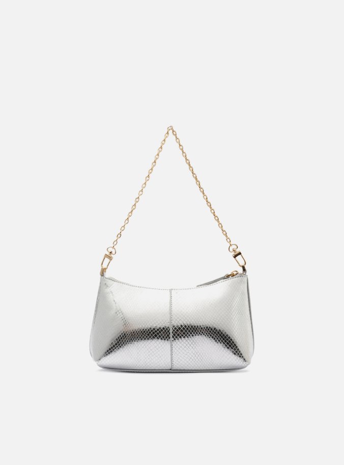 Bolsa Tiracolo Prateada Snake Pequena Corrente