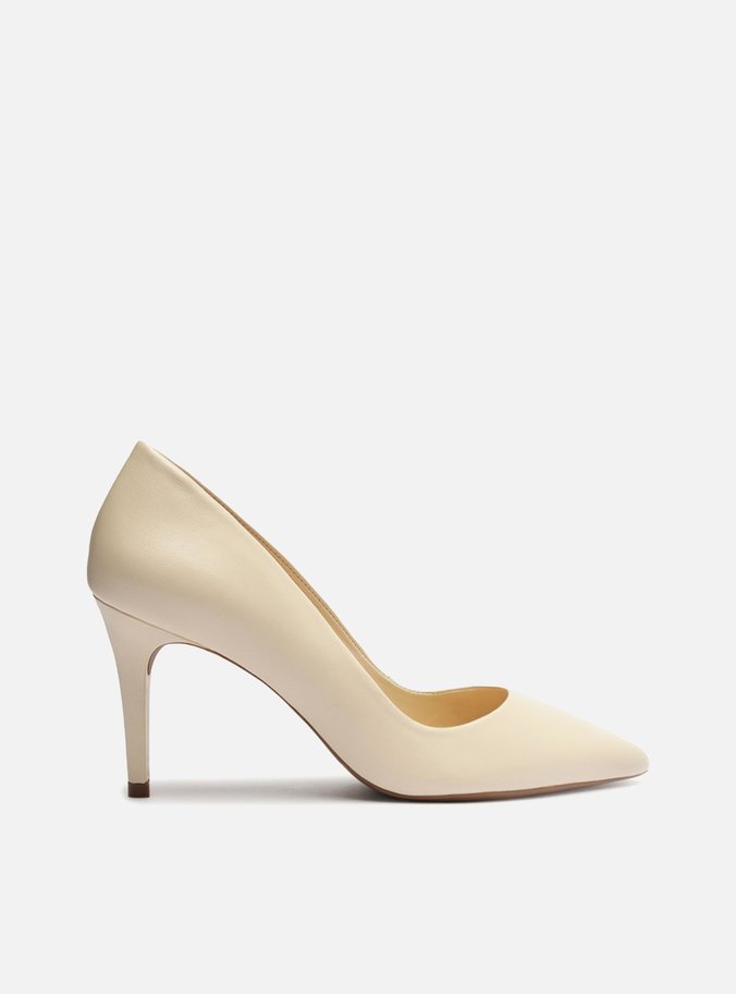 Scarpin Off-White Couro Salto Fino Bico Fino