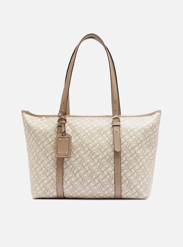 Arezzo — Bolsa Shopping Bege Couro Grande Monograma