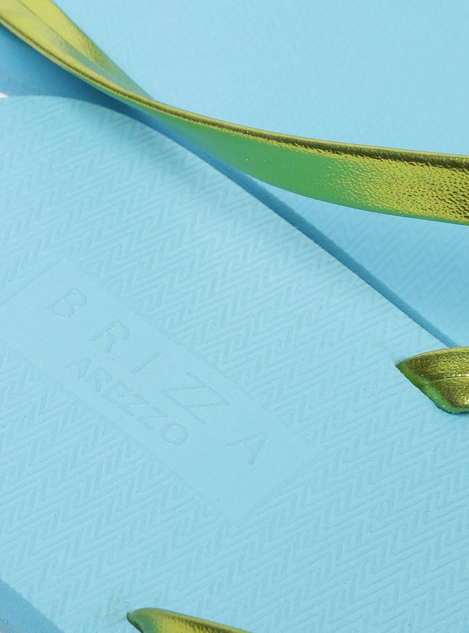 Chinelo de Dedo Azul com Tiras Verde Brizza
