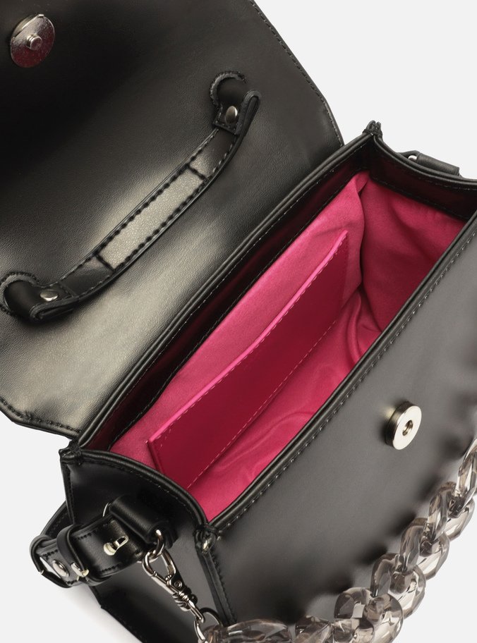 Bolsa Satchel Preta Iara Média Translúcida