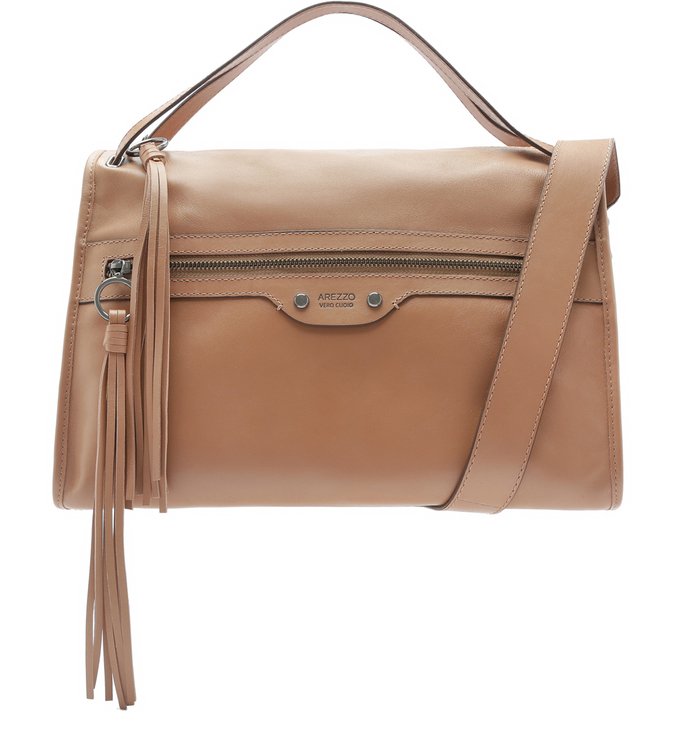 Bolsa Bowling Couro Adriana Grande Soft Avelã