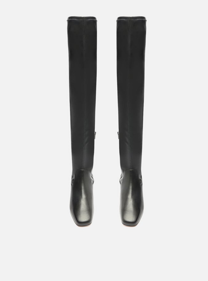 Bota Over The Knee Preta Bico Quadrado