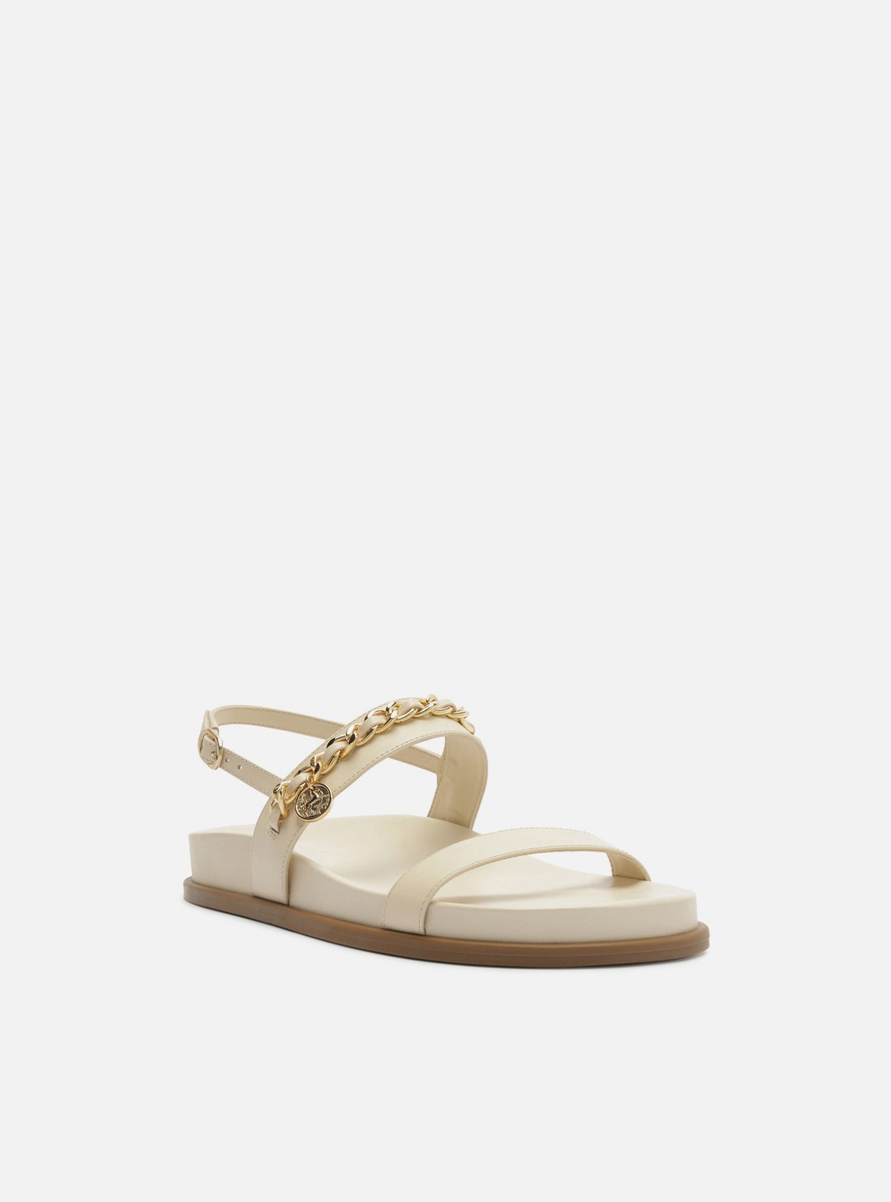 Sandália Papete Off White Couro Corrente Charm — foto 2