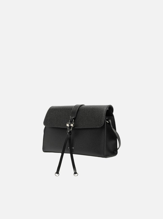 Bolsa Tiracolo Preta Pequena Detalhe Tiras Metal