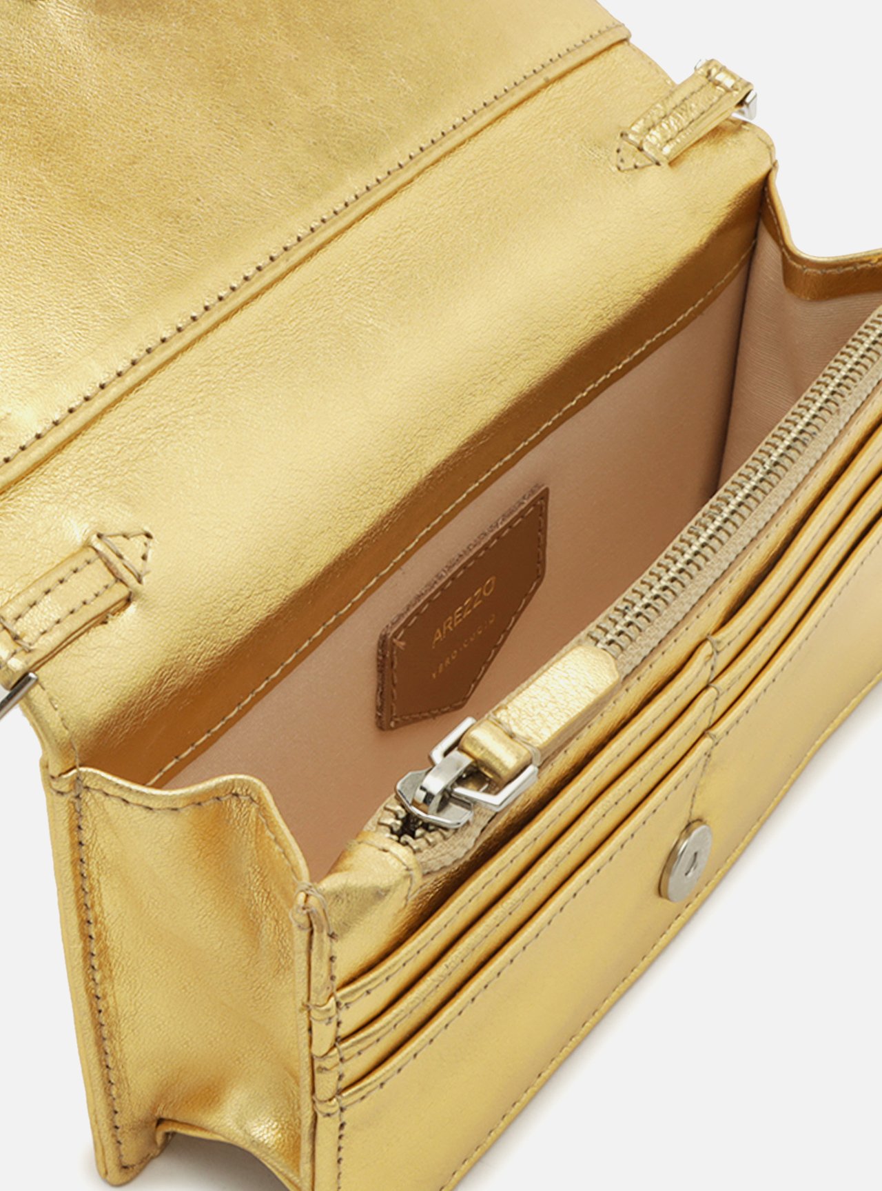 Clutch Dourada Couro Metal Geométrico — foto 4