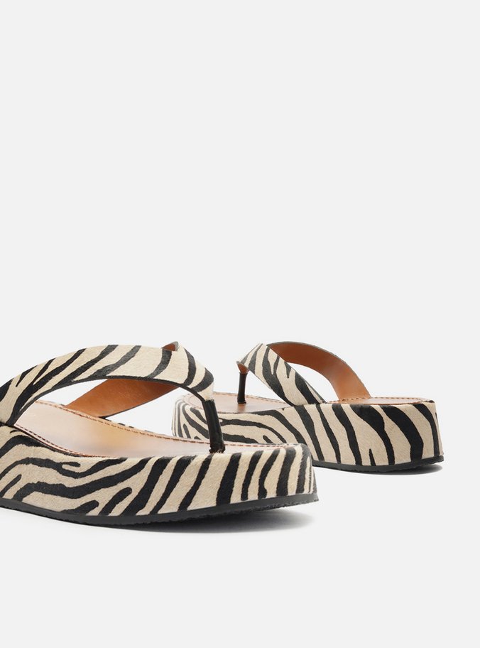 Tamanco Animal Print Flatform Thong
