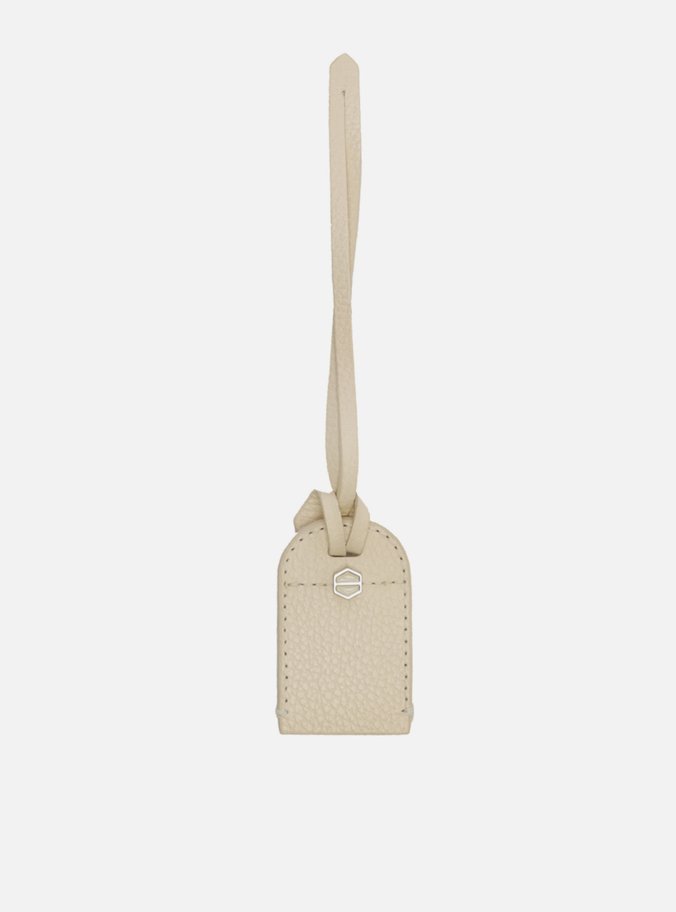 Bag Charm Off-White Couro Metal ID