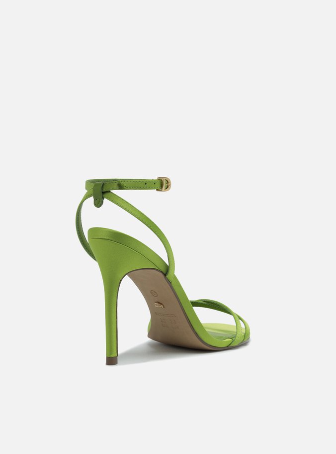Sandália Verde Cetim Salto Fino