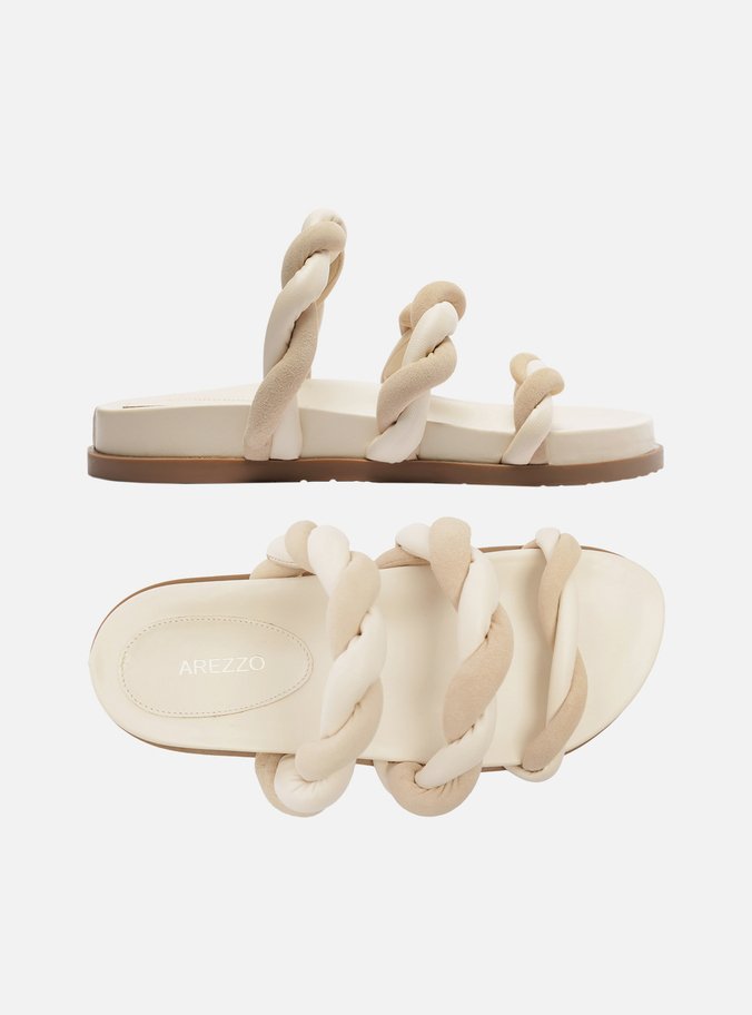 Sandália Papete Off-White Tiras Nobuck