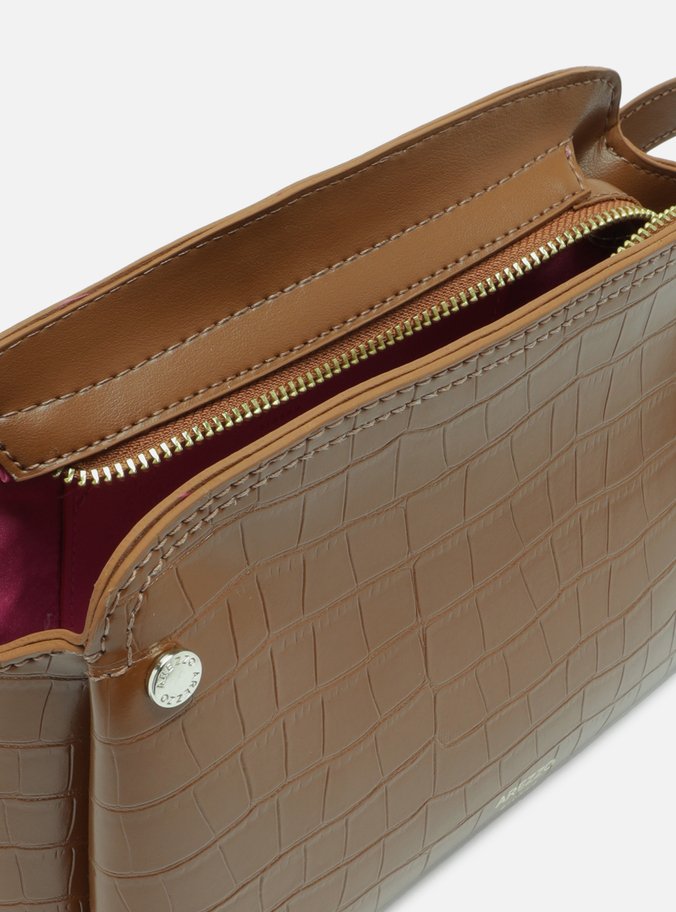 Bolsa Tiracolo Marrom Croco Pequena Textura