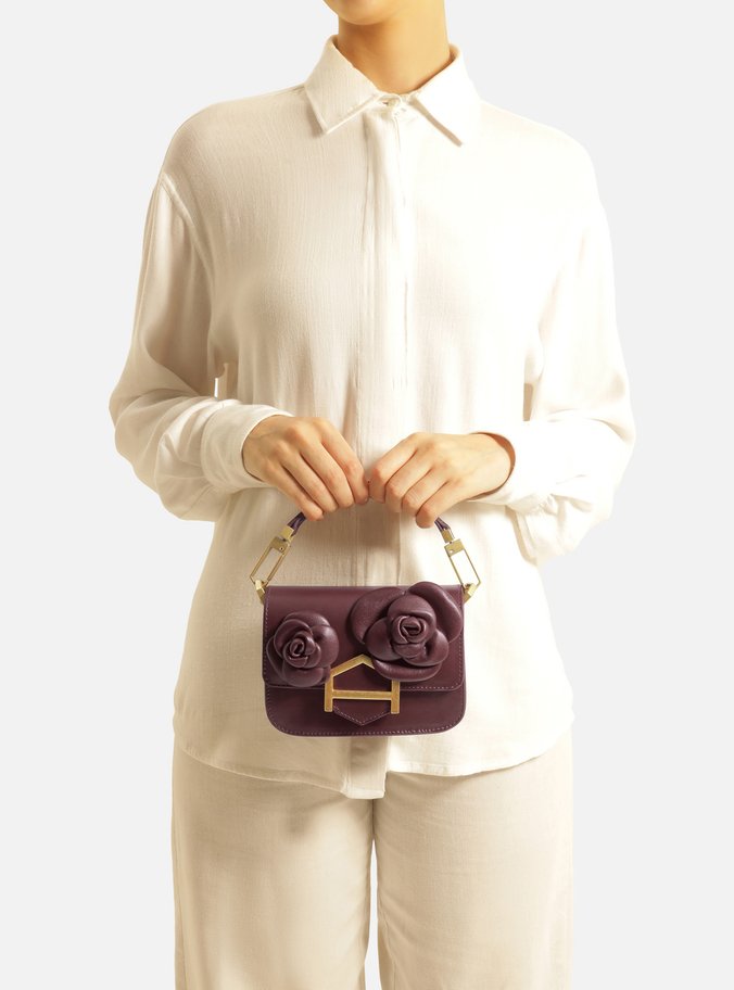 Bolsa Tiracolo Vermelha Couro A001 Pequena Flores