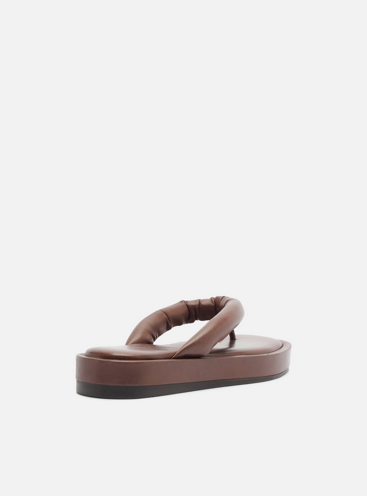 Sandália Marrom Couro Salto Flatform Tiras — foto 3