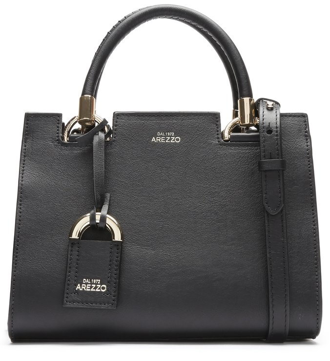 Bolsa Tote Preta Couro Abbraccio Pequena