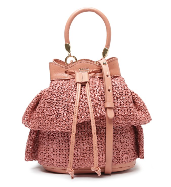 Bolsa Bucket Rosa Babados Bea Média