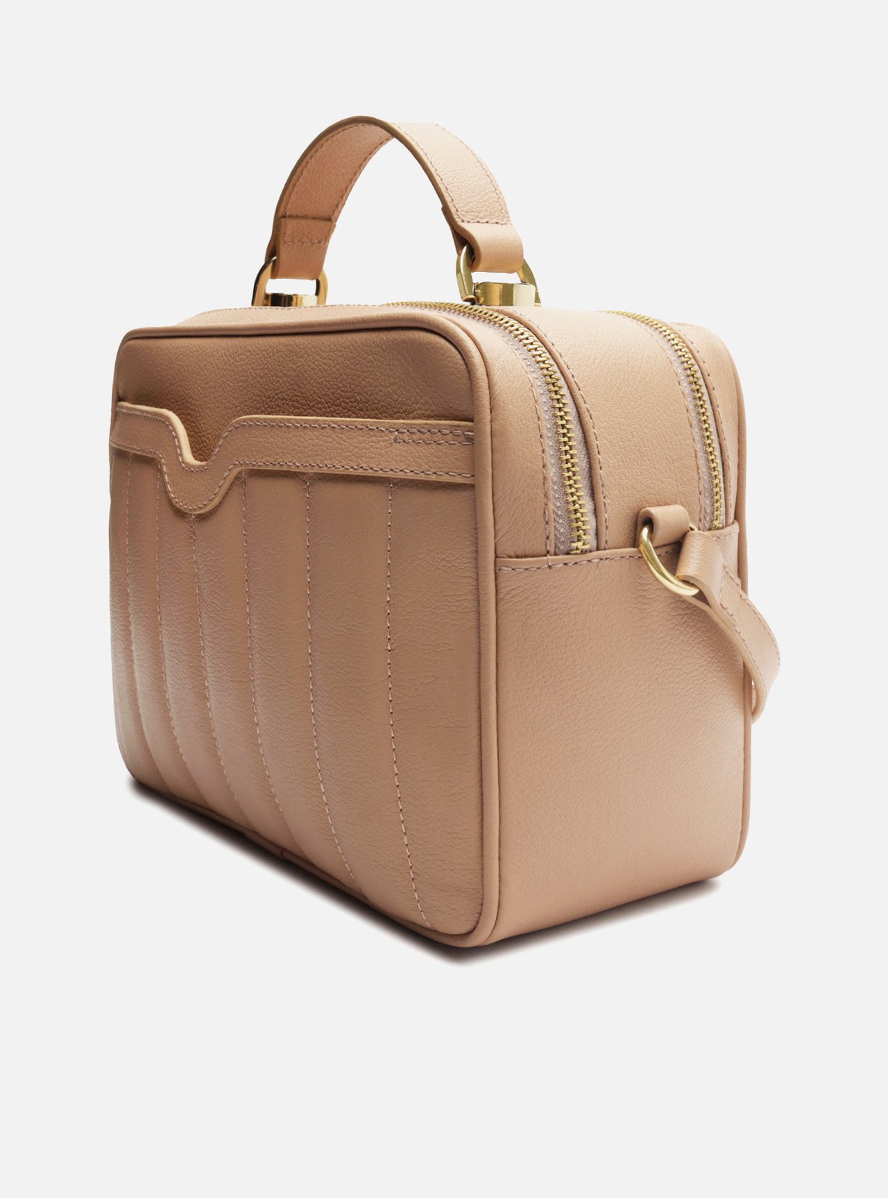 Bolsa Tiracolo Bege Couro Francine Média — foto 2