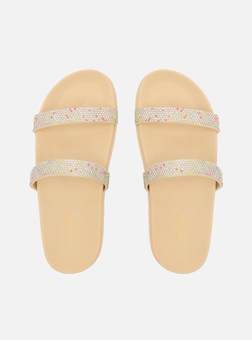 Sandália Papete Off-White Strass Luna