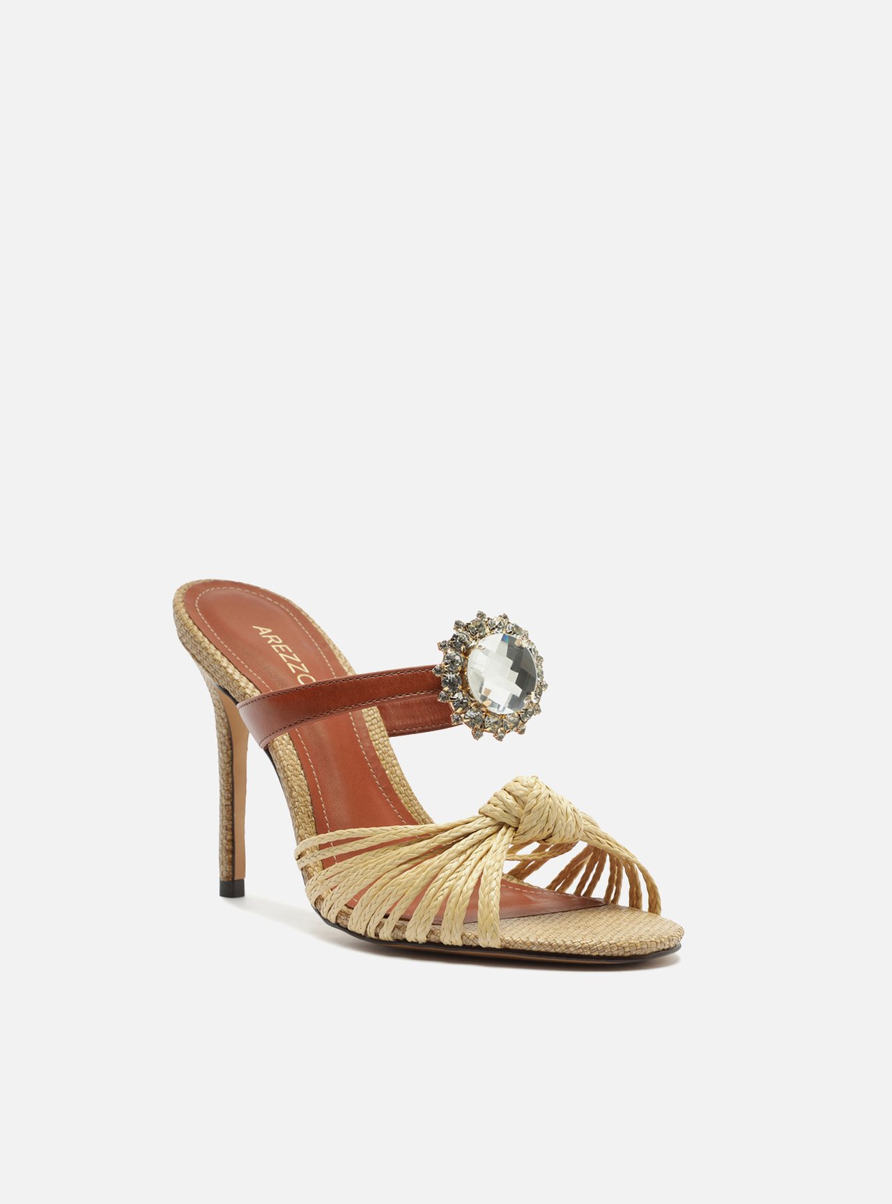 Sandália Multineutro Palha Salto Fino Trançado Nó — foto 2