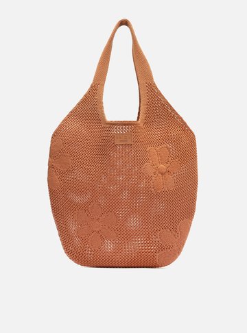 Bolsa Shopping Marrom Crochê Mayra Glam Grande