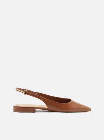 Arezzo — Sapatilha Marrom Couro Slingback