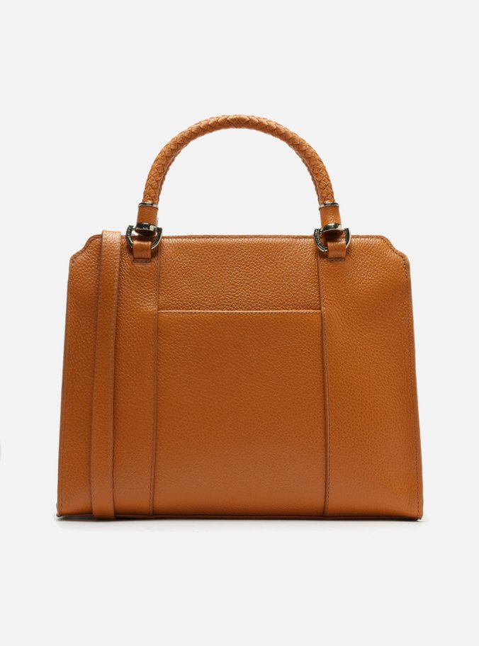 Bolsa Tote Marrom Couro Piazza Bordado Grande