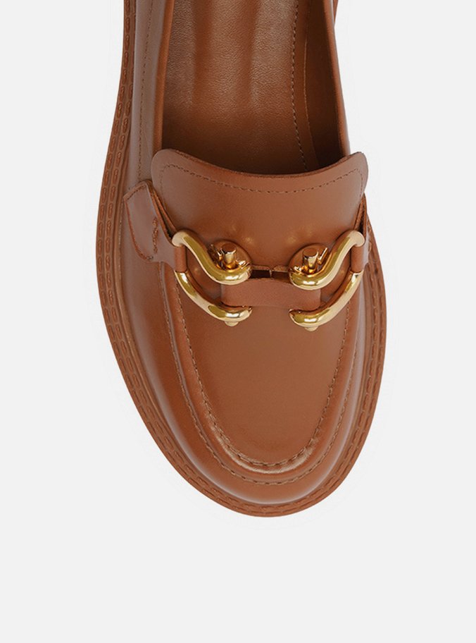 Mocassim Marrom Couro Tratorado Elos Metal
