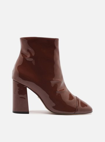 Bota Marrom Verniz Salto Alto
