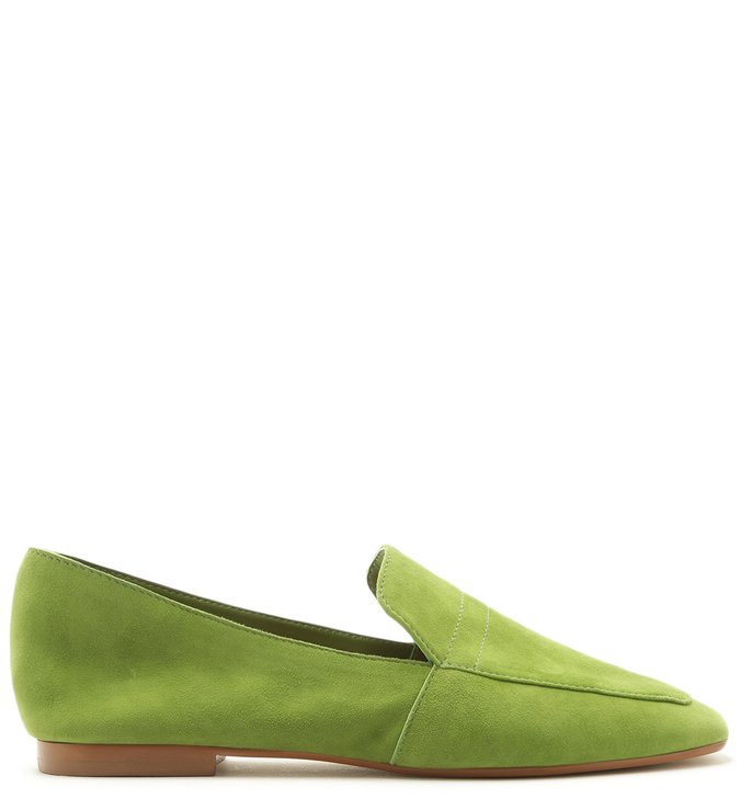 Mocassim Arezzo Touch Suede Bico Quadrado Gaia Green