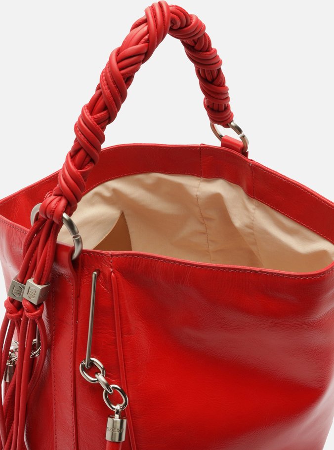 Bolsa Hobo Vermelha Couro Grande Alça Torcidos