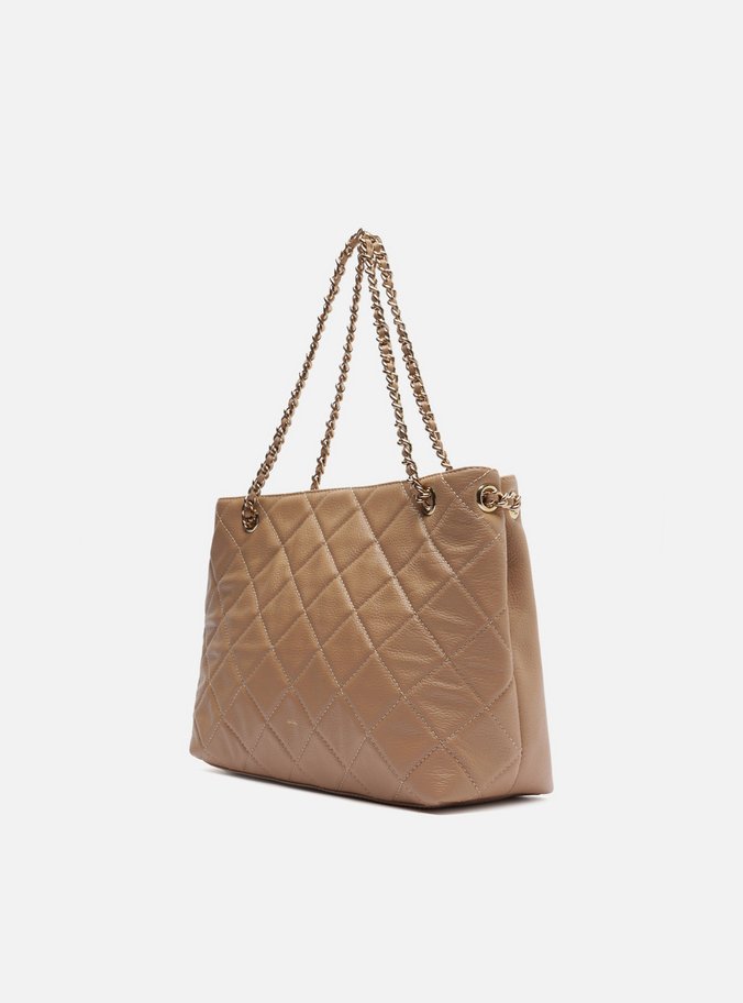 Bolsa Tote Nude Couro Matelassê Média