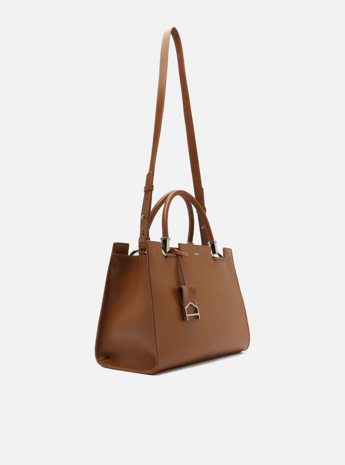 Bolsa Tote Marrom Cúrcuma Couro Abraccio Grande