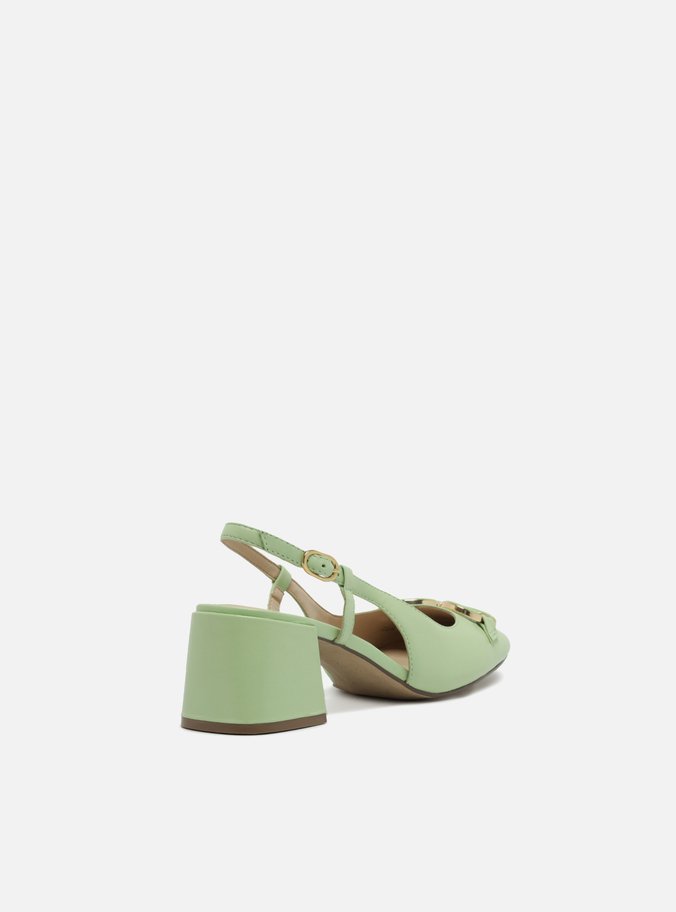 Scarpin Verde Bico Quadrado Bridão