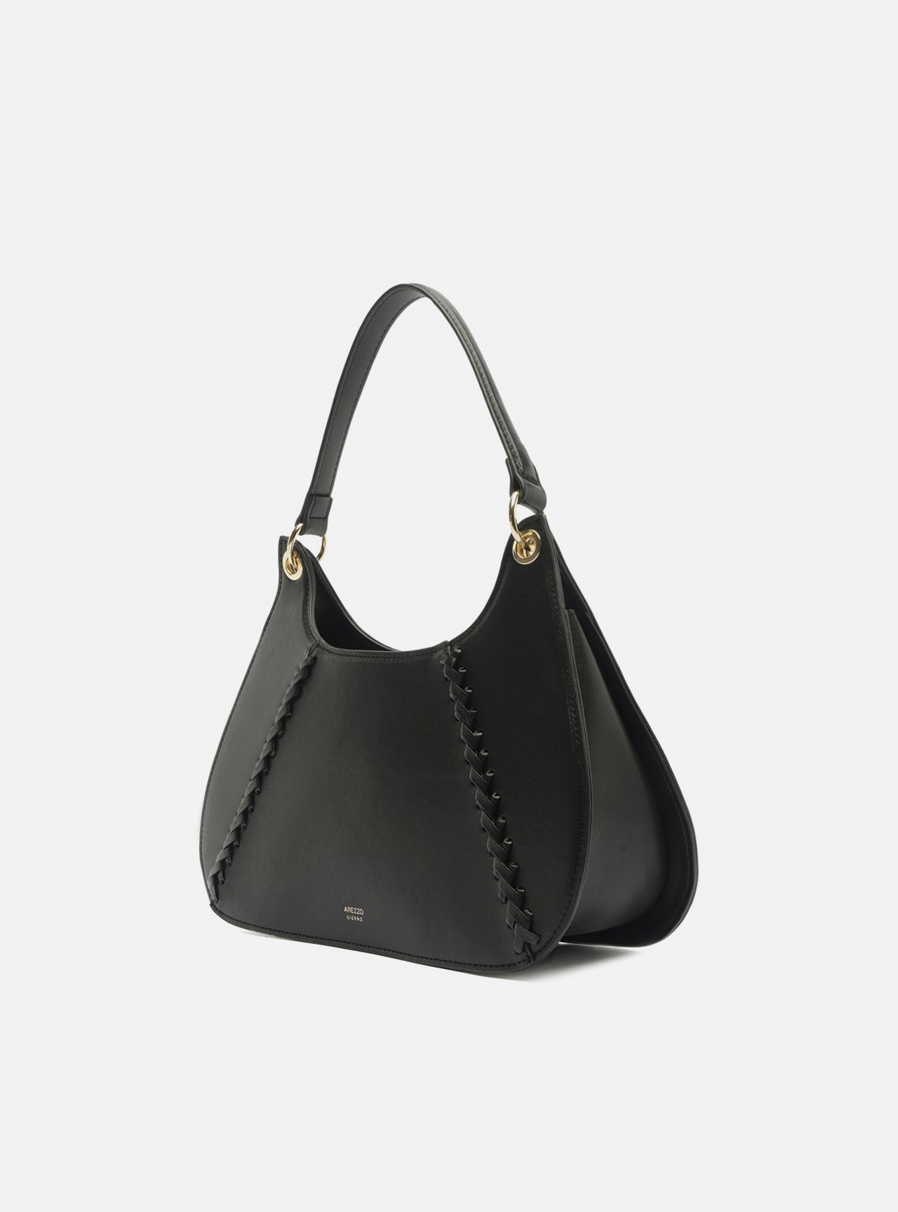 Bolsa Shoulder Preta Grande Metais Zíper — foto 2